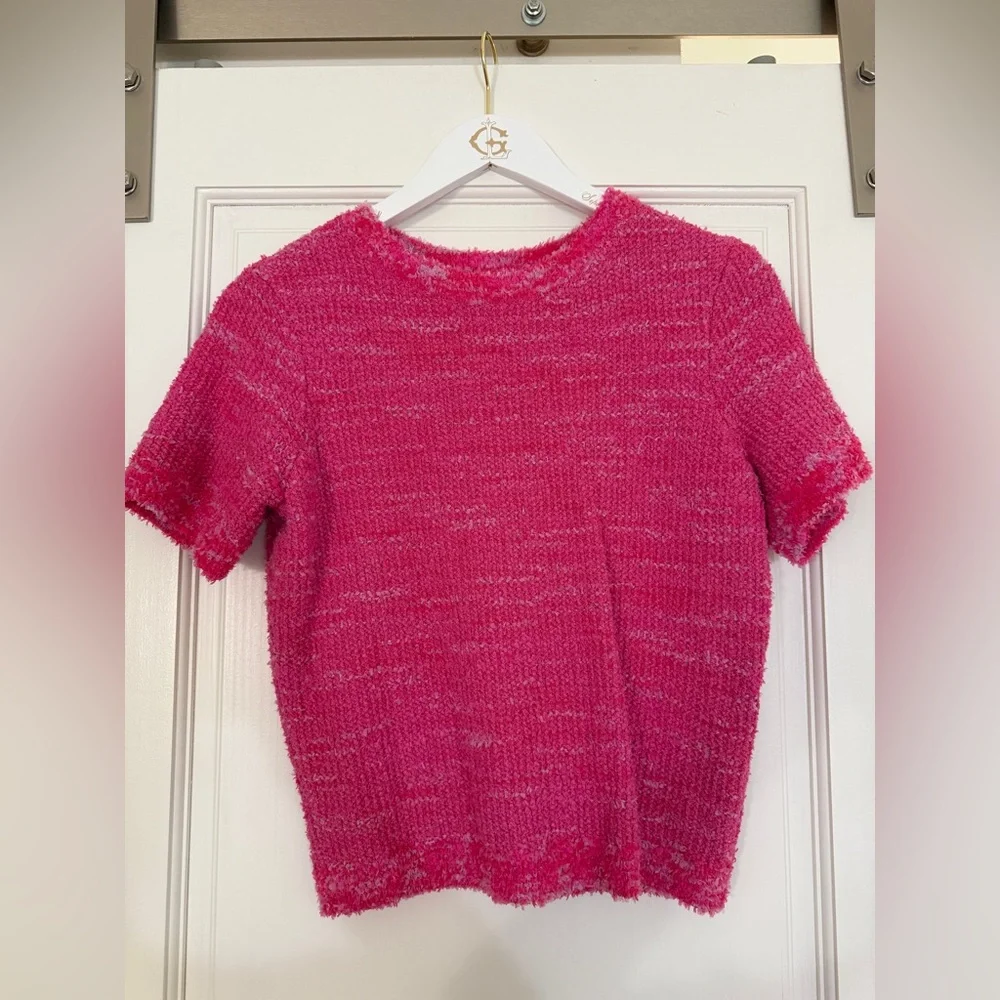 Kate Spade Hot Pink Short Sleeve Tweed Sweater 🩷 - Picture 4 of 4